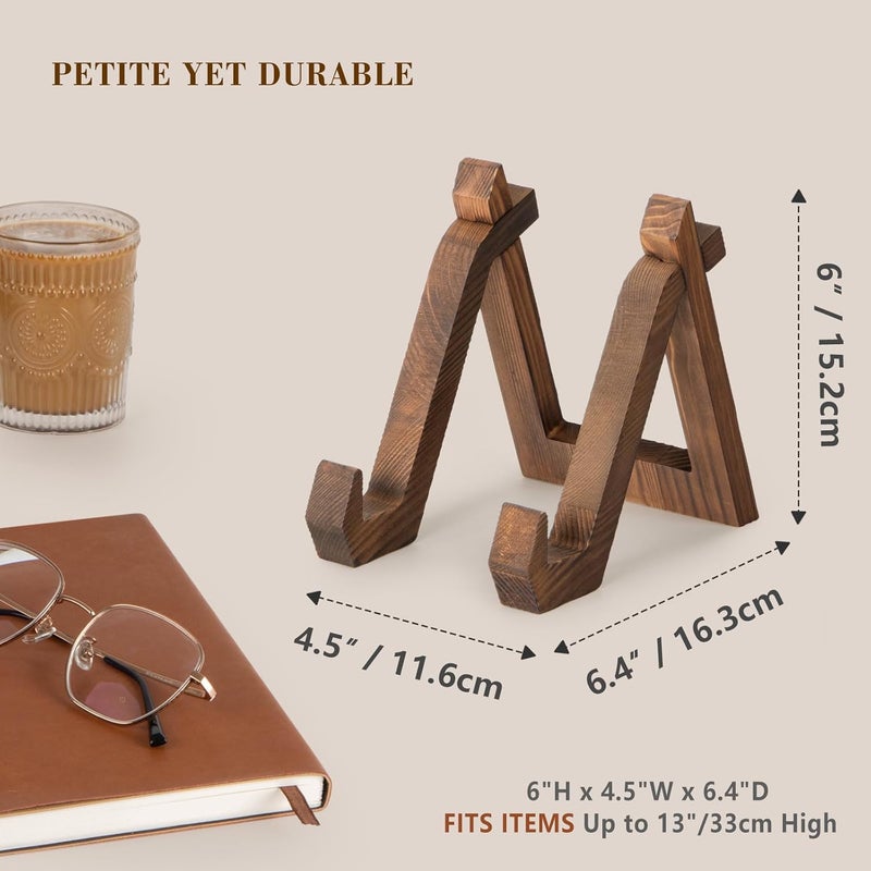 ANBOXIT Plate Display Stand, 3 Pack 6 Inch Plate Holder for Displaying, Decorative Picture Frame Dish Photo Plaque Platter Wood Stand - Image 3